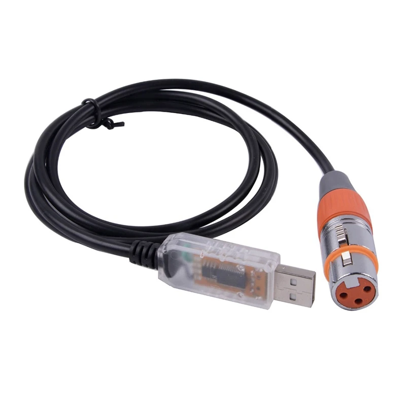 

USB-Кабель-адаптер для интерфейса DMX, длина 6 футов, для сцены, для ПК, контроллер DMX512, кабель для преобразования сигнала DMX USB