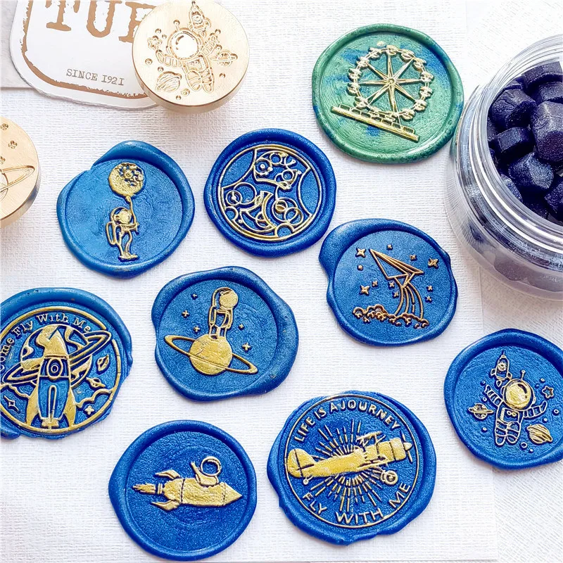 Universe Astronaut Wax Seal Stamp Planet Space Sealing Stamp Head Scrapbooking Envelopes Wedding Invitations Gift Packaging