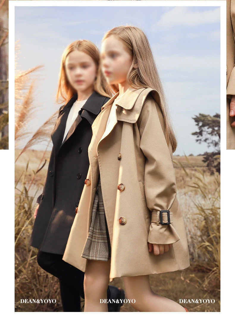 big fur coat Children's Clothing Girls Windbreaker New Children's Casual Children's Mid-length Spring And Autumn Coat Solid Color Top cloak jacket