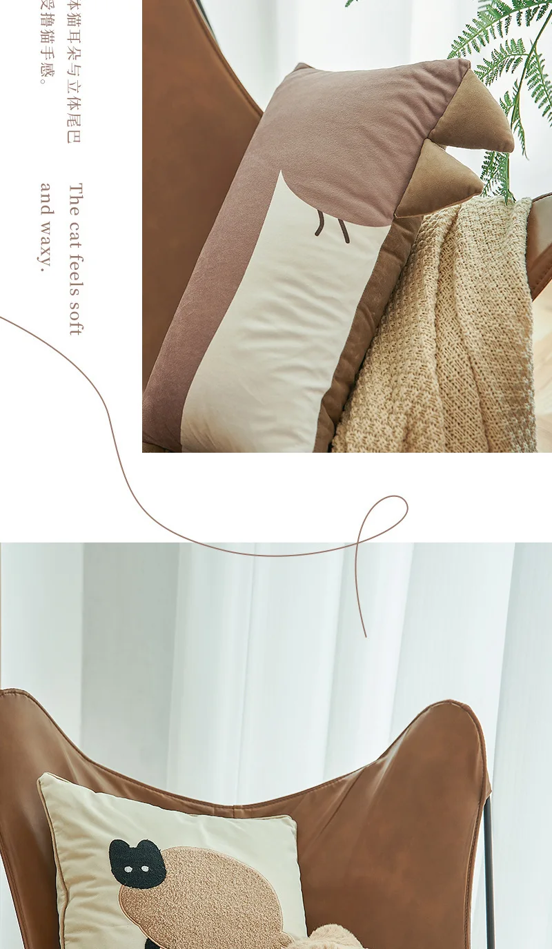 Nordic Ins Stil Katze Tier Kissenbezüge Für Home Sofa Bett Wurf Kissen Fall Wohnzimmer Dekorative – Detail 7