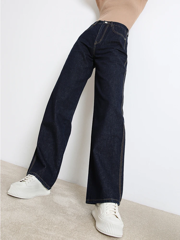 Acquista Jeans da donna 2021 pantaloni dritti di nuova moda a vita alta  Casual mamma Baggy Jean pantaloni da fidanzato in denim larghi a figura  intera