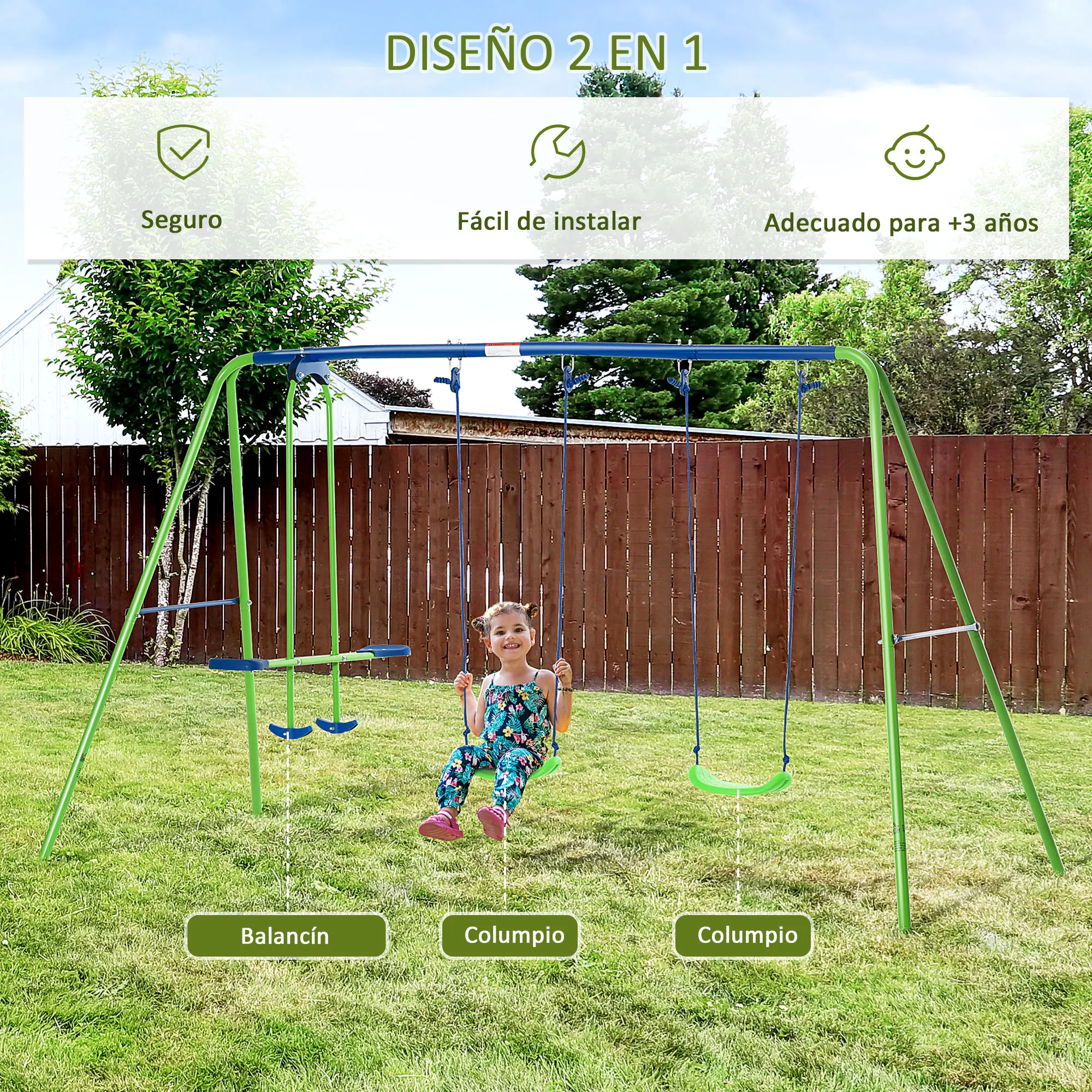 Jolly Jumper Outsunny Garden Swing Set With Double Swings Glider