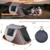 3-4 Person Pop Up Tent Automatic Setup Camping Tent  Instant Setup with 4 Tent Poles 2 Mosquito Net Windows Carrying Bag 2