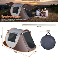 3-4 Person Pop Up Tent Automatic Setup Camping Tent  Instant Setup with 4 Tent Poles 2 Mosquito Net Windows Carrying Bag 2