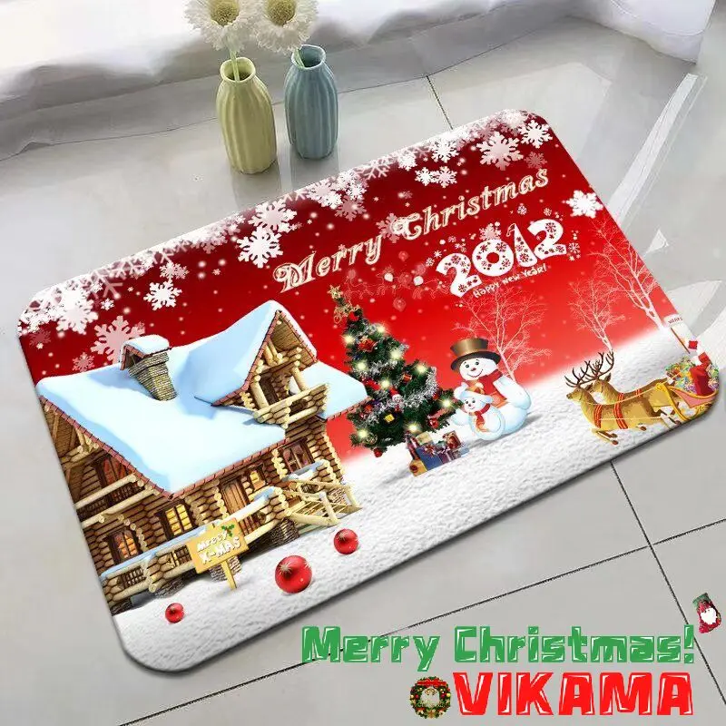 thumbnail image 1 of Alfombra de tierra de diatomeas estilo muñeco de nieve de Papá Noel de VIKAMA, alfombra antideslizante para entrada de baño y cocina, alfombra enjuagable, 1 of 5
