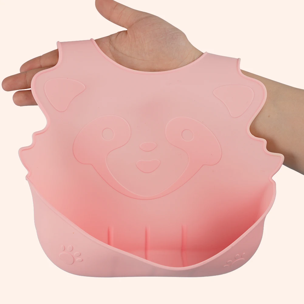 Silicone Bib Plate Set Waterproof Raccoon Soft Cartoon Baby Stuff Adjustable BAP Free  Saliva Towel Drooling Baby Scar Edible