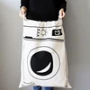 Large Cotton and Linen Laundry Bag Clothes Toys Storage Bag Printing Fabric Drawstring Duffle Bag Dirty Clothes Organizer Bags 5