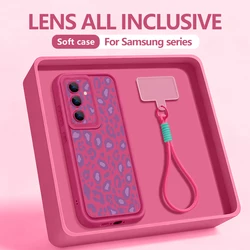 Leopard Print Pattern Lanyard Phone Case with Soft Strap Cover - Galaxy S23 Ultra (A414 Hot Pink)