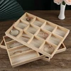 1PCS All Solid Wood Jewellery Tray Lattice Storage Tray Jewellery Loose Beads Bracelets Strings Jewellery Display Tray 1