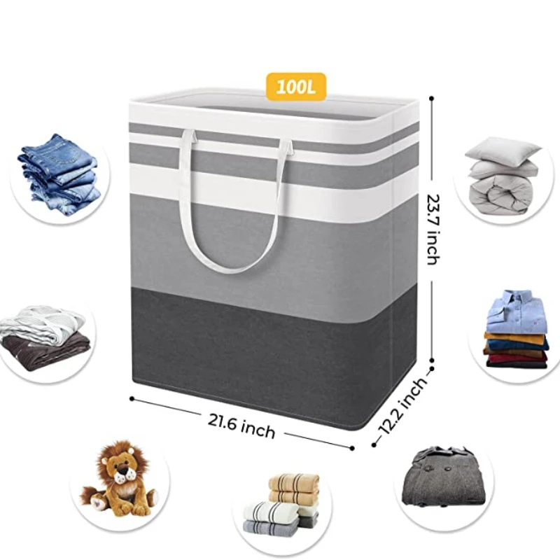 Large Laundry Basket Freestanding Laundry Hamper Collapsible Clothes Hamper with Handles for Clothes Toys Home Storage Basket