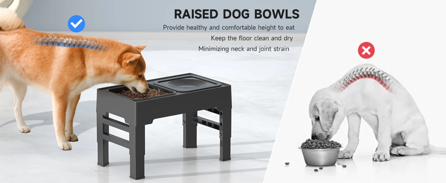 ELS PET Elevated Dog Bowls Adjustable Raised Dog Bowl with Slow Feeder Dog  Bowl and Dog Water Bowl Non-Spill for Dogs and Pets - AliExpress