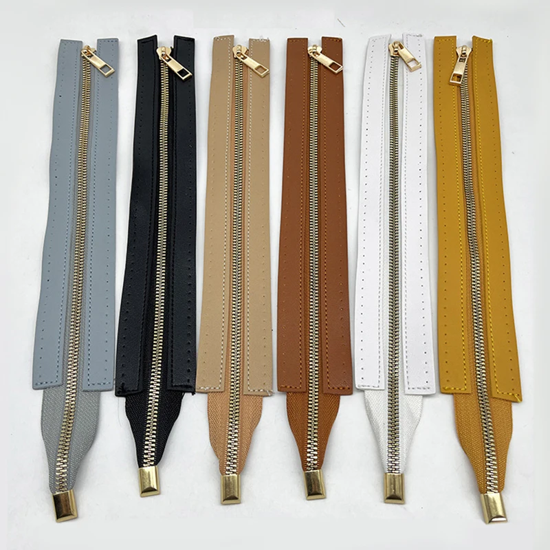 30cm Metal Zipper PU Leather Zipper For Sewing Handbag Craft Sewing Custom DIY Zipper For Woven All-match Bag Hardware Accessory