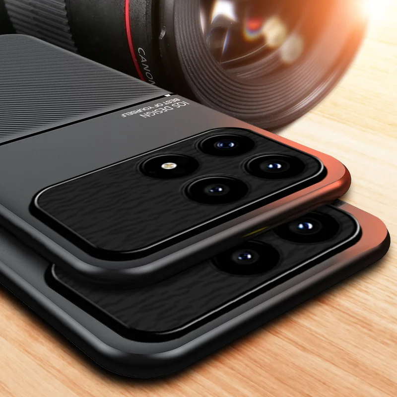 Luxury Soft Leather Phone Case with Car Magnetic Holder - Back Cover s