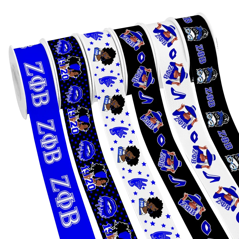 Zeta Phi Beta Sorority Girl Blue Multi-Color Grosgrain Ribbon Satin ...