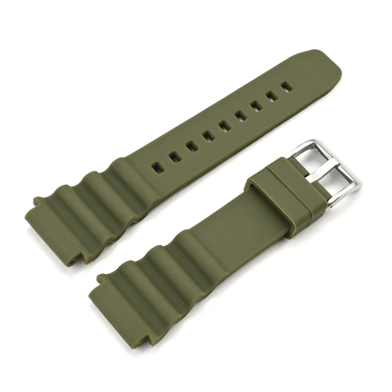 Silicone Sport Strap with Stainless Steel Buckle - Waterproof Diving Rubber Watch Band Belt