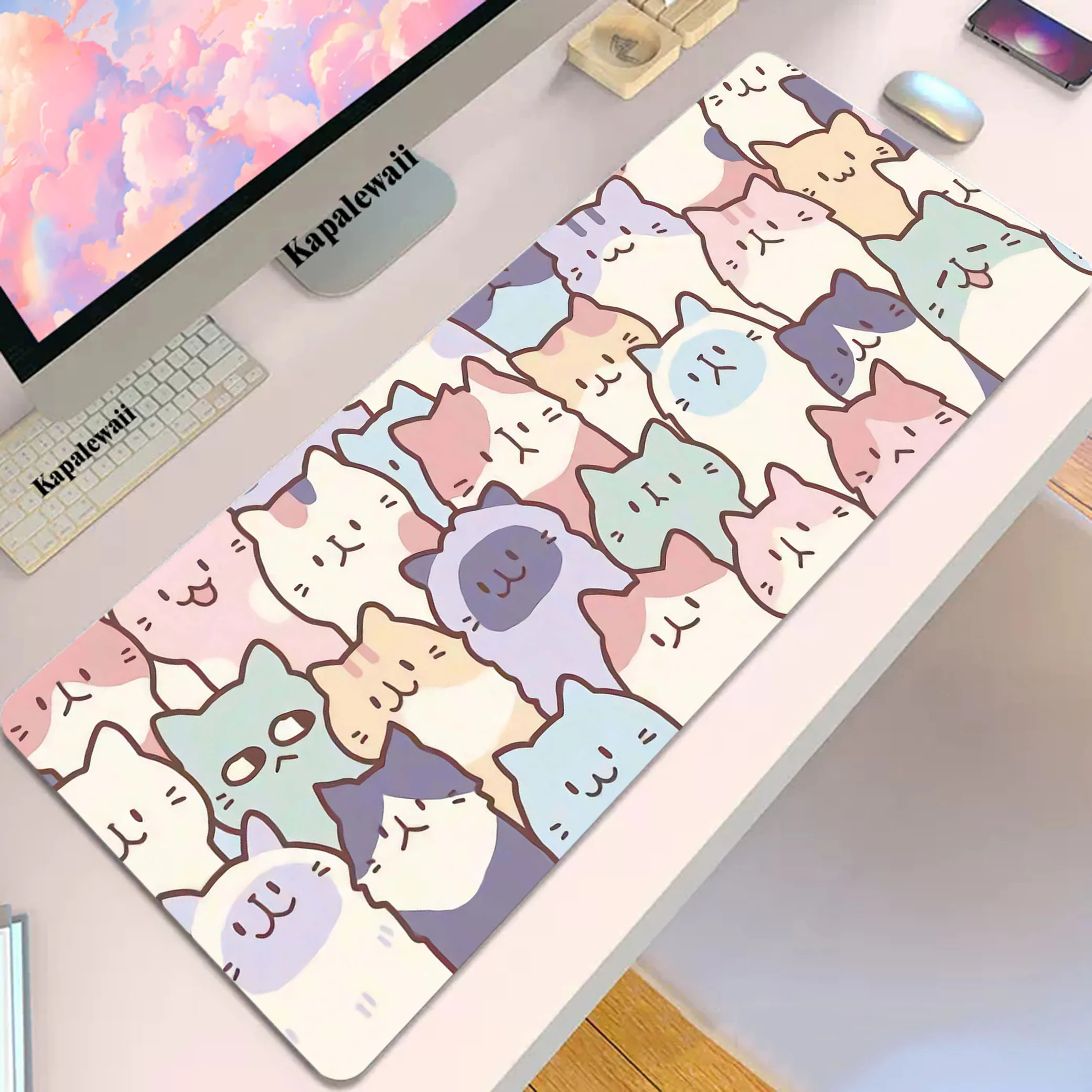 

Cat Mouse Pad Keyboard Gaming Accessories Anti-slip Mousepad Kawaii Office Mice Computer Peripherals Mat Locking Edge Carpet