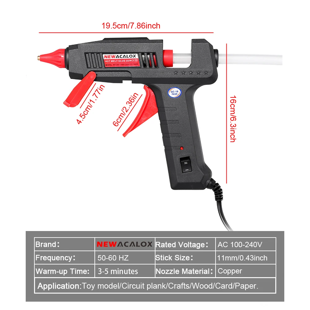 60/100w Hot Glue Gun Full Size With 15 Pcs Hot Glue Sticks 0.43 X