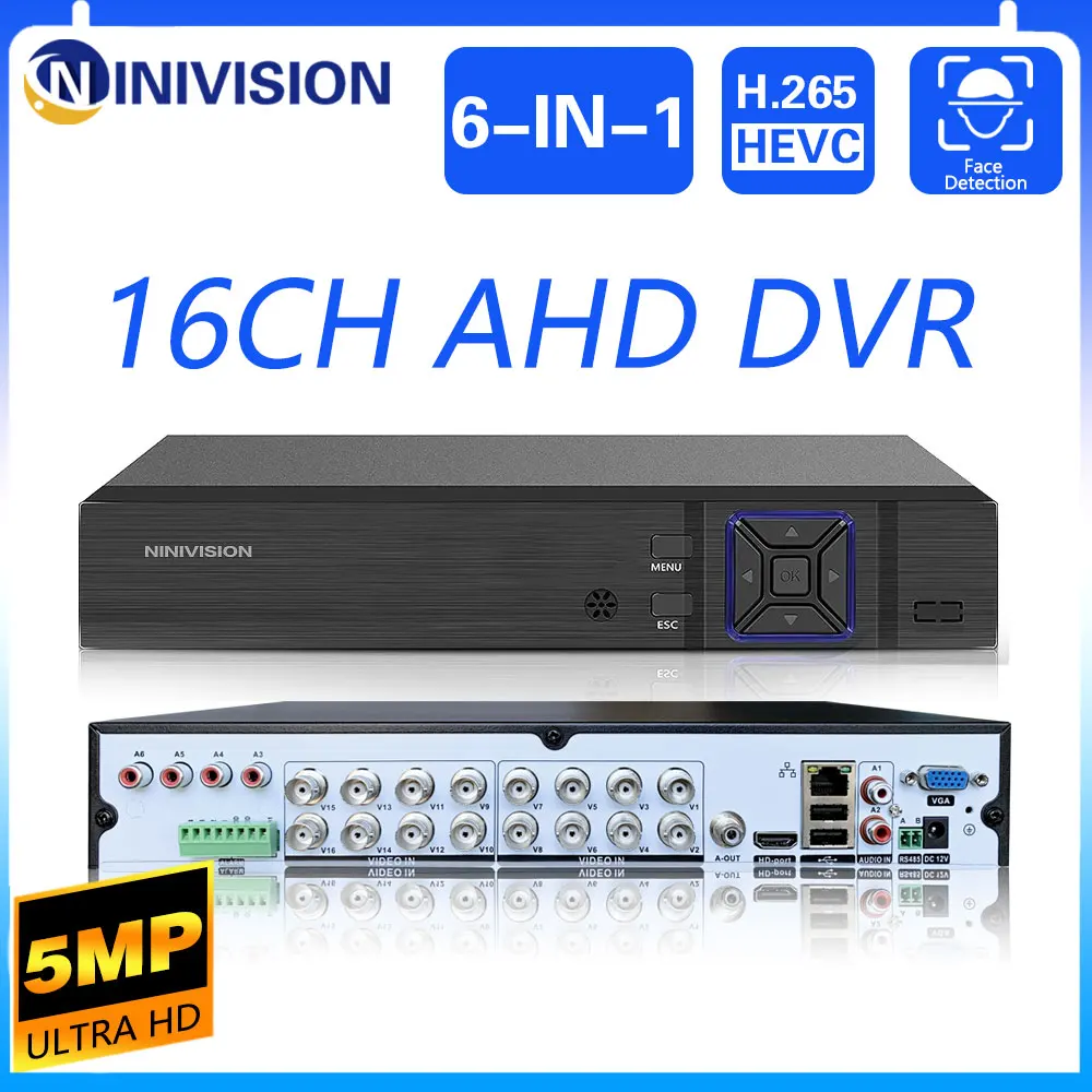 H.265 Ahd 5Mp 4Ch 8Ch 16Ch Cctv Dvr 6In1 Dvr Per Kit Cctv Sistema Di Sicurezza Nvr Per Uscita Allarme Dvr Telecamera Ip 1080P 5Mp