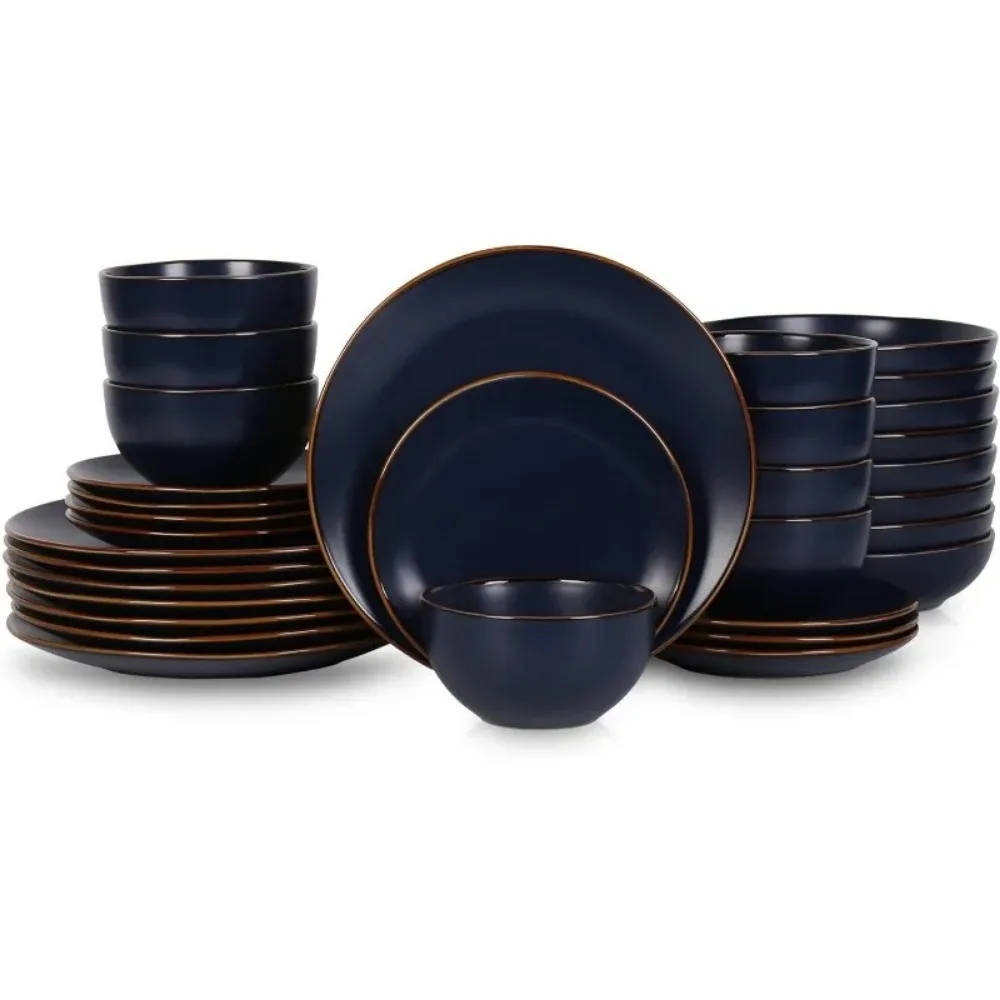 Brasa 32-Piece Dinnerware Set Stoneware, Black