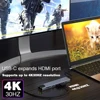 RJ45 100M/1000Mbps Ethernet to USB C Adapter Docking Station USB Type C to HDMI HUB 4K 30HZ VGA Headphone PD 100W USB3 Extencion 3