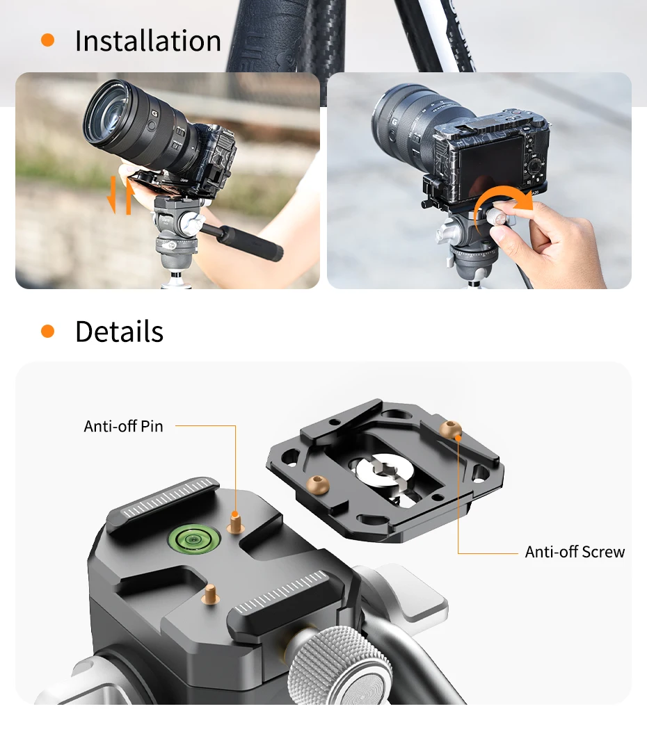 EH09 Inverted Ball Head for Tripod Arca-Swiss Compatible Support Vertical&Horizo