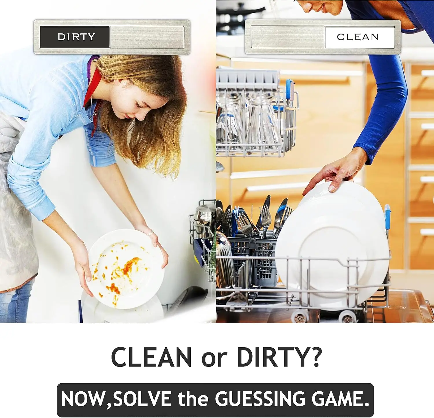 Dishwasher Magnet Clean Dirty Sign Non-Scratch Kitchen Decor
