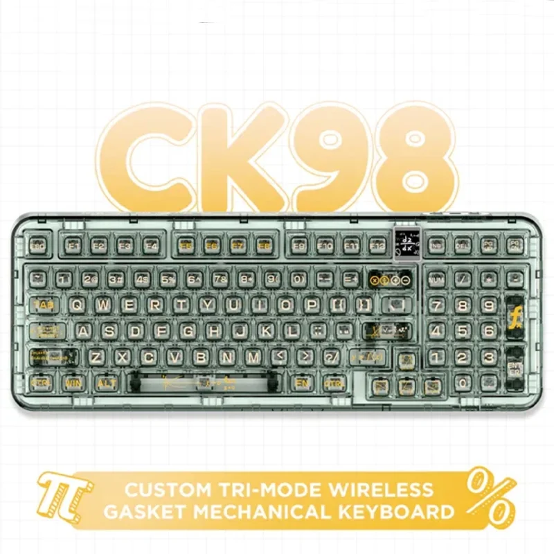 

Coolkiller Ck98 Mechanical Keyboard Hot-swap Bluetooth 2.4g Wireless With Oled Monitor Rgb Polar Bear Transparent Gasket Gaming