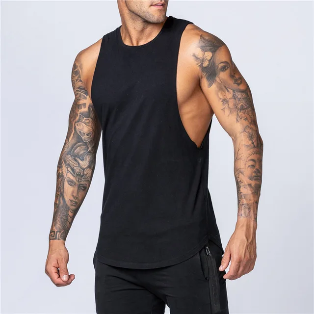 Vêtements de sport pour hommes, débardeur d'été en coton, Fitness, Jogging, musculation, chemise sans manches, respirant, col rond, gilet musculaire décontracté 1