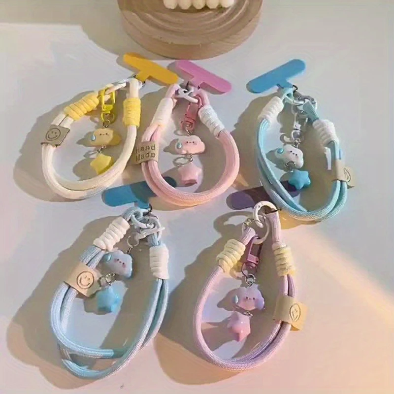 Buntes Handygurt, kurzes Handgelenkband, Wolken, Stern, Charm, Schlüsselanhänger, Kamerakette, Umhängeband, universelles Handyhülle, Umhängeband – Detail 10