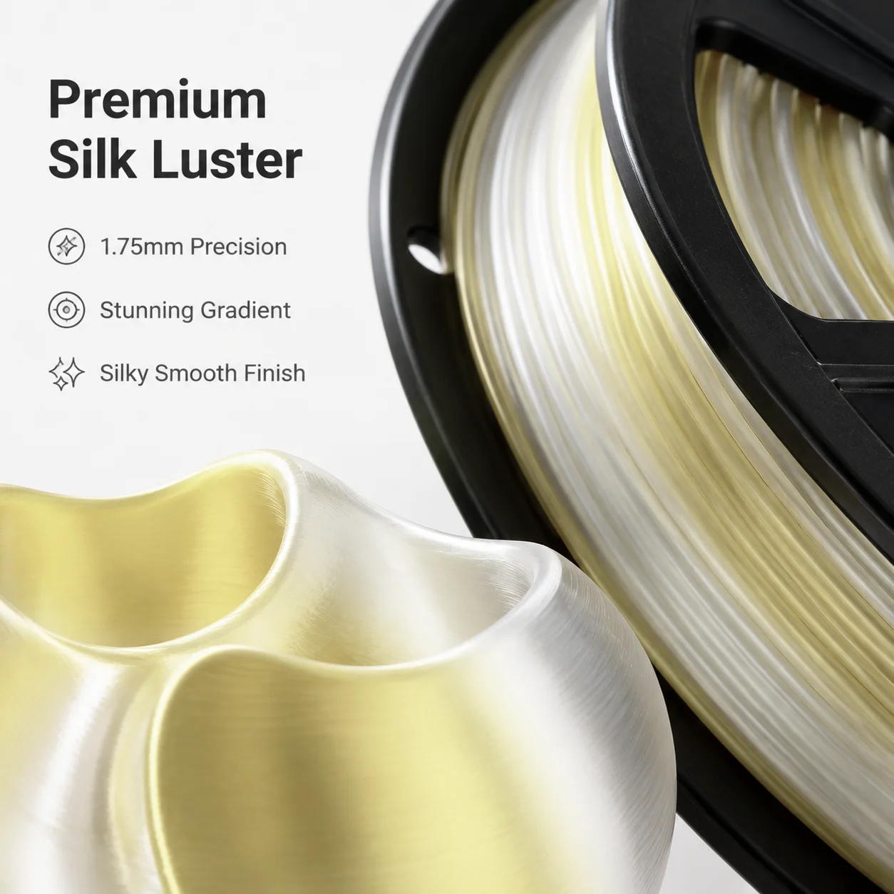 실크 그라데이션 PLA 3D 프린팅 필라멘트 1.75mm 250g 싱글 롤 오렌지 화이트 옐로우 화이트 그라데이션 FDM 3D 프린터 3D 펜 호환