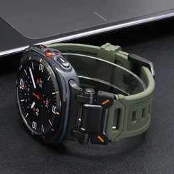 Men's Luxury Rubber Sports Band - Black Wristband with Rubber Loop Strap - Galaxy Watch Ultra (Black green)