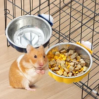 movable lifting pet hanging food bowl pumpkin shaped stainless steel water bowl for rabbit hamster bird cat pet feeding supplies