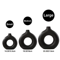 Nordic Vase Circular Hollow Ceramic Donuts Flower Pot Home Living Room Decoration Accessories Interior Office Desktop Decor Gift 4
