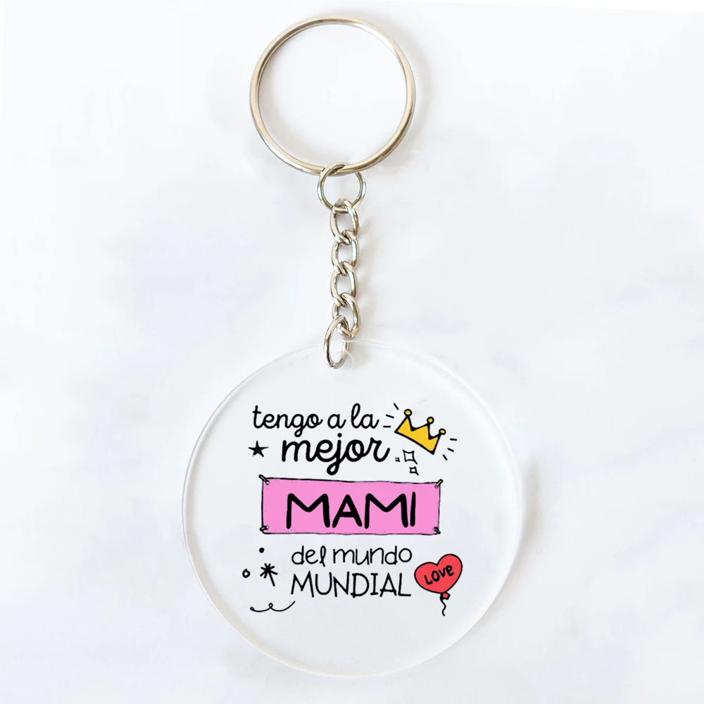 Best Mom in The World Spanish Printed Key Chains Keychain Acrylic Keyring Mama Key Ring Mother's Day Birthady Gifts for Mother