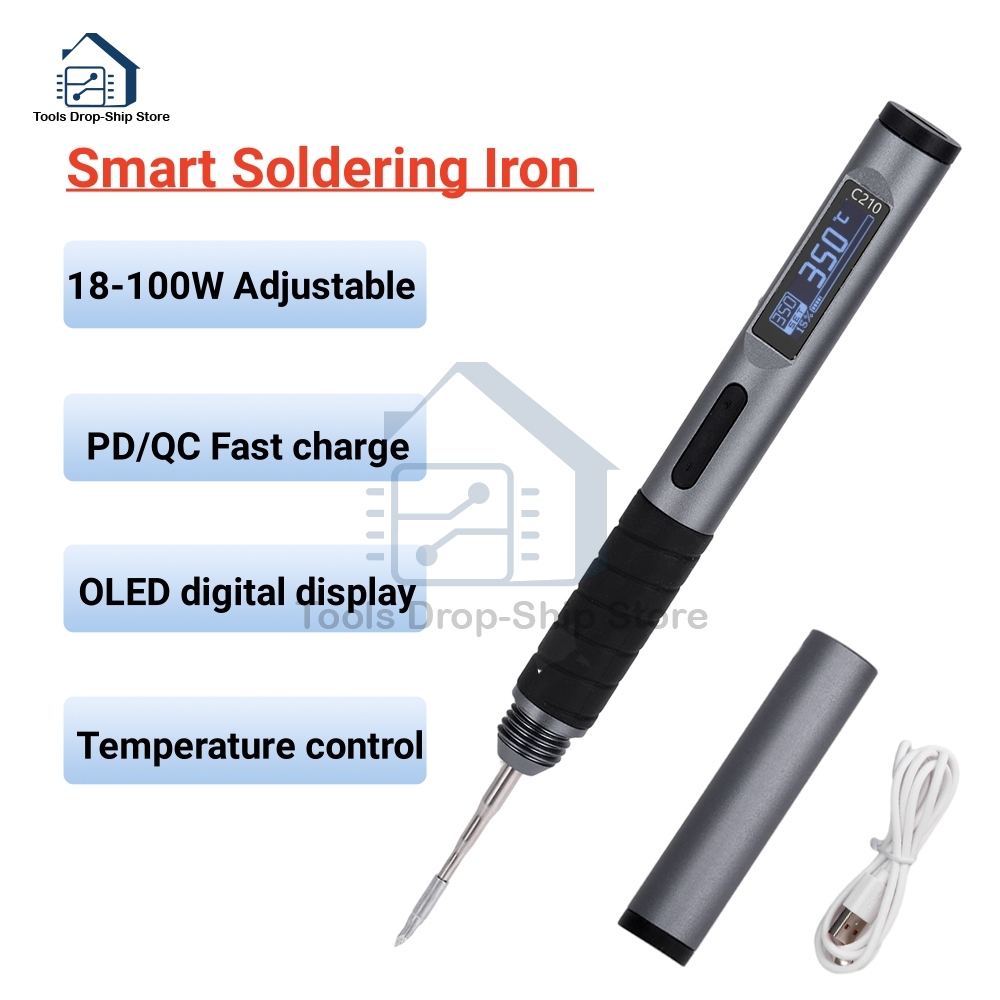 Smart Soldering Iron PD 100W QC Adjustable Constant Temperature Portable Electric Welding Solder Repair Tools OLED Type-C