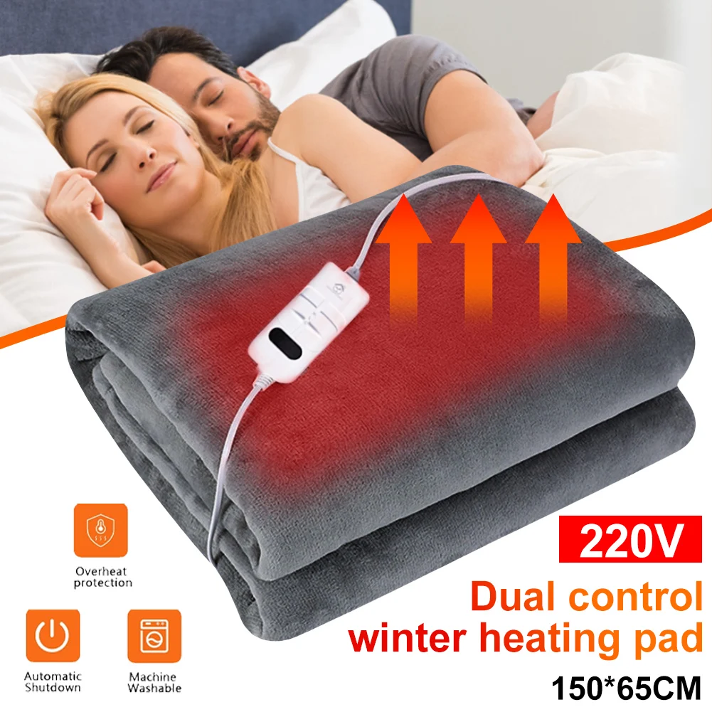 

Electric Blanket 220V/110V Heated Throw Blanket Flannel Blanket Mattress 2 Heat Settings With Switch Winter Body Warmer 150x65cm