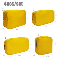 4 개/대 S M L Xl Diy 자수 패치 세면 용품 파우치 방수 여성 스토리지 나일론 여행 메이크업 가방 주최자