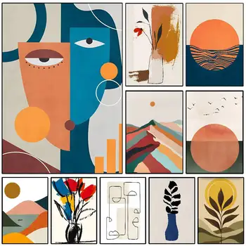 Pittura su tela Boho Poster astratto HD parete appiccicosa impermeabile casa soggiorno camera da letto Dormitorio bar decorazione estetica