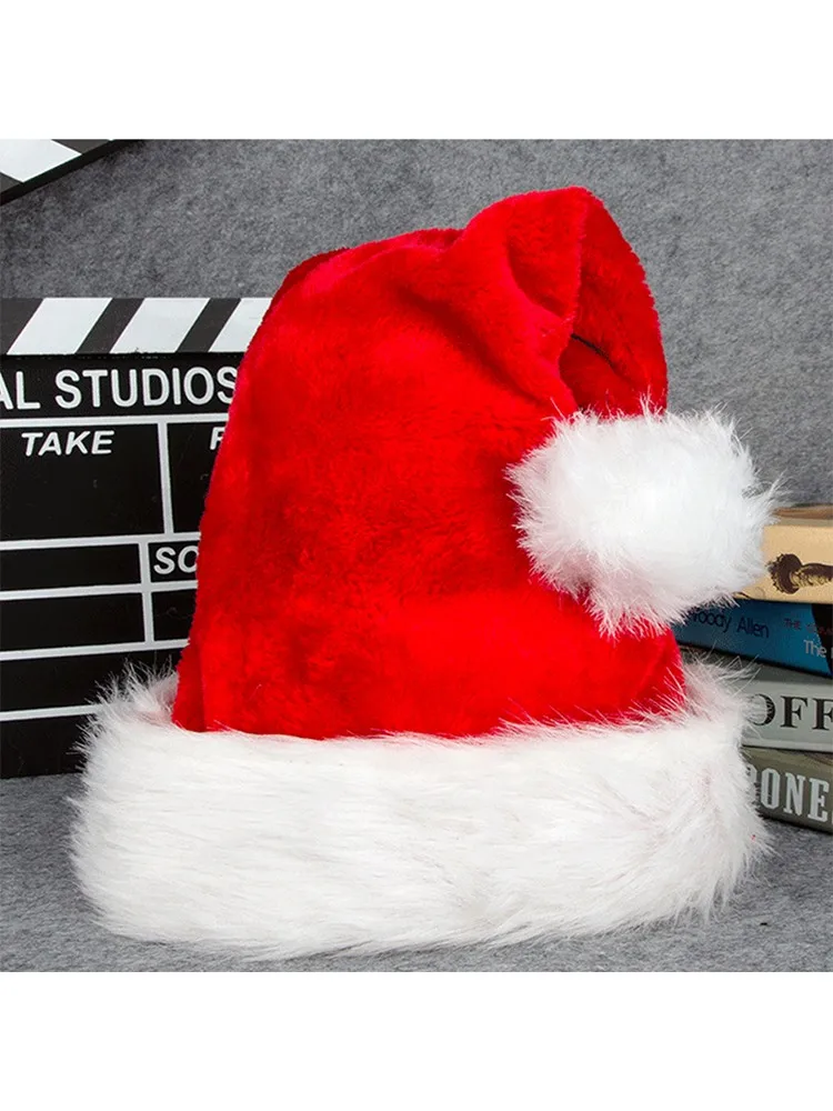 Christmas Hats New Year Thick Plush Hat For Adults Hat Christmas Decorations For Home Xmas Santa Claus Gifts Warm Winter Cap