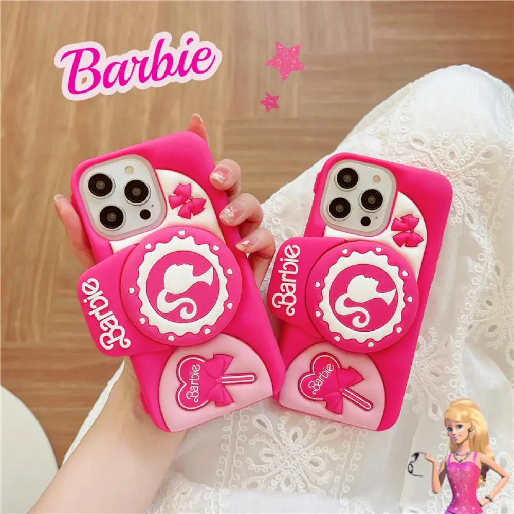 Kawaii Cartoon Pink Barbie Iphone Case Adatto Mele 13 14 15 Pro Max Silicone Fashion Phone Protector Ragazze Regalo Di Natale