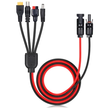 ขั้วต่อพลังงานแสงอาทิตย์แบบ4 in 1เข้ากับสายชาร์จ XT60 DC5521 DC7909สายไฟ12AWG ที่แยกสายไฟเก็บพลังงาน 1