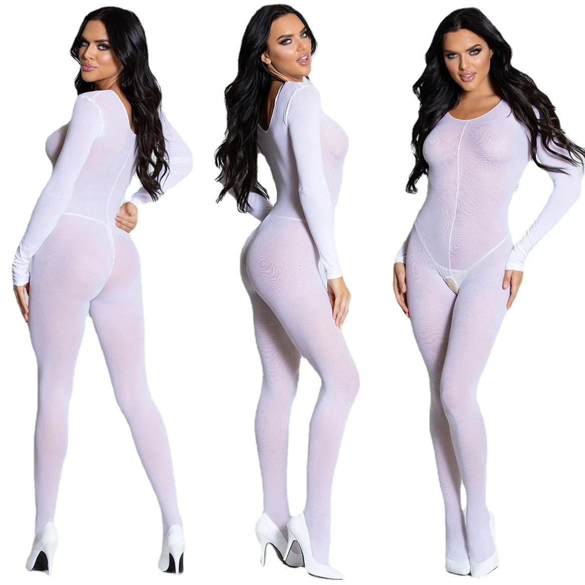 Sexy Adult Bodystocking Women Erotic Lingerie Transparent Open Crotch Mesh Porn Bodysuit Black Babydoll Crotchless Underwear women underwear sexy lingerie latex bodysuit