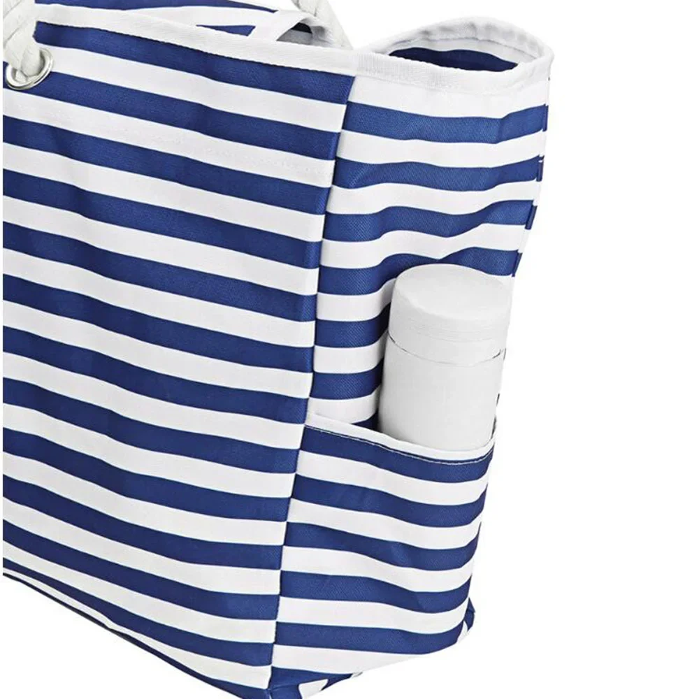 Oxford Beach Bags Summer Vacation Shoulder Bag Fashion Print Large Capacity Hemp Rope Tote Bag Waterproof Striped Travel Bag