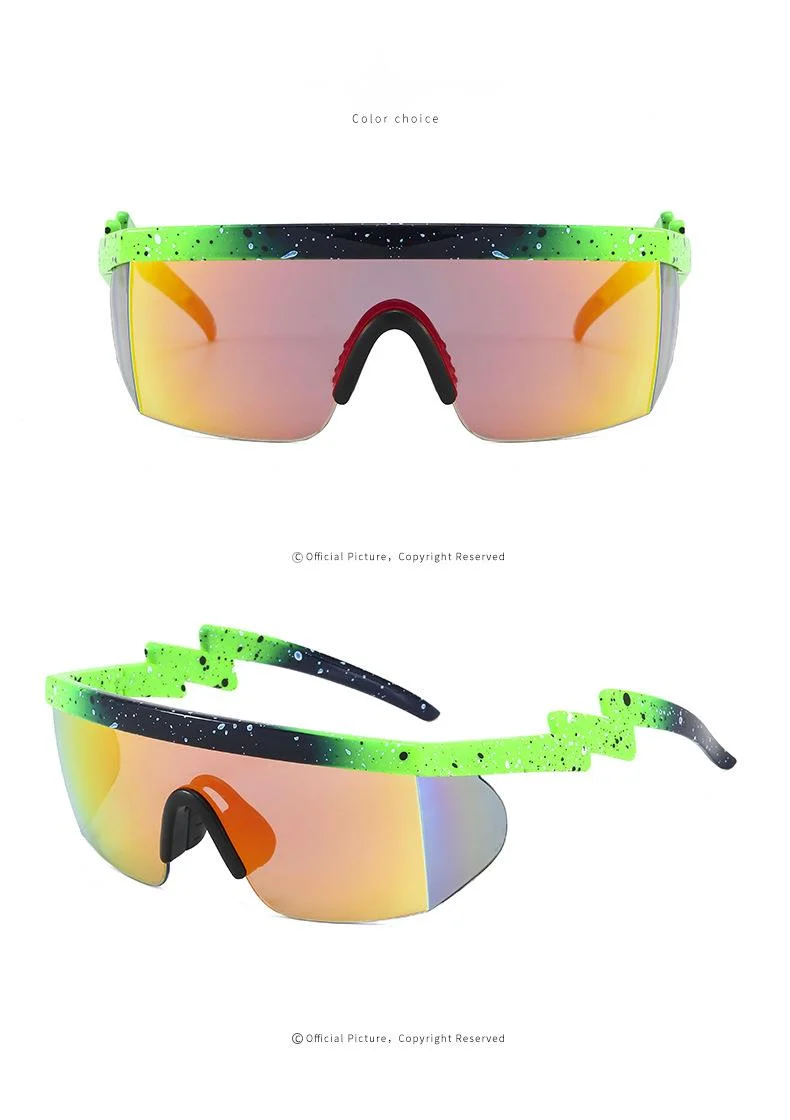 Nouvelles lunettes de soleil, lunettes de soleil une pièce européennes et américaines, lunettes de cyclisme pour Sports de plein air Lightning Leg, lunettes de soleil irrégulières_voghion.com