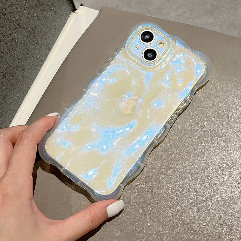 thumbnail image 1 of Transparent Bubbles Shape Curly capa for iPhone 13 14 12 Pro Max 11 12ProMax 15 Plus Case Glitter Shockproof Bumper Cover Soft, 1 of 5