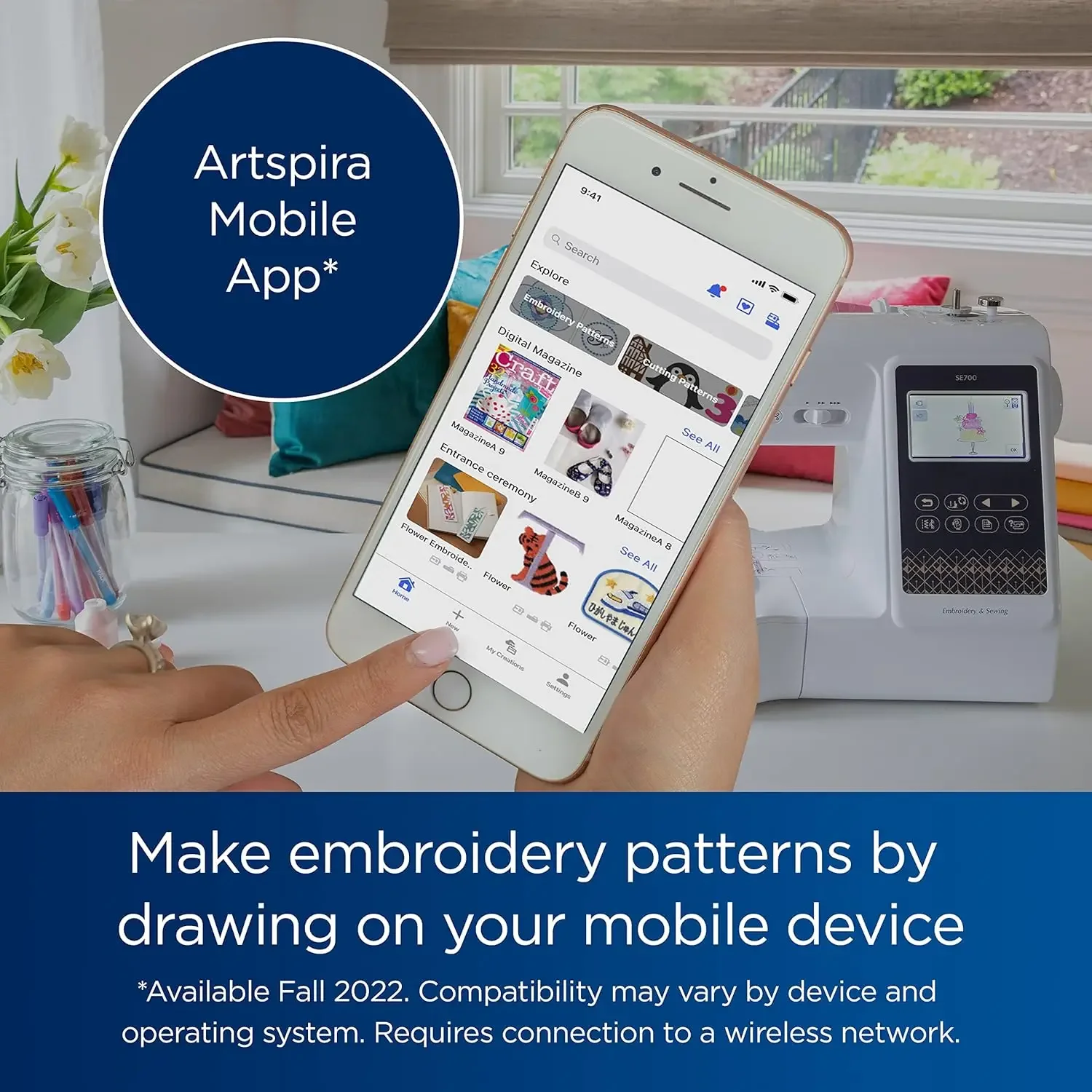 SE700 Sewing & Embroidery Machine, 103 Built-in Stitches, Computerized, 4" x 4" Hoop Area, 3.7" Touchscreen Display, USA 6