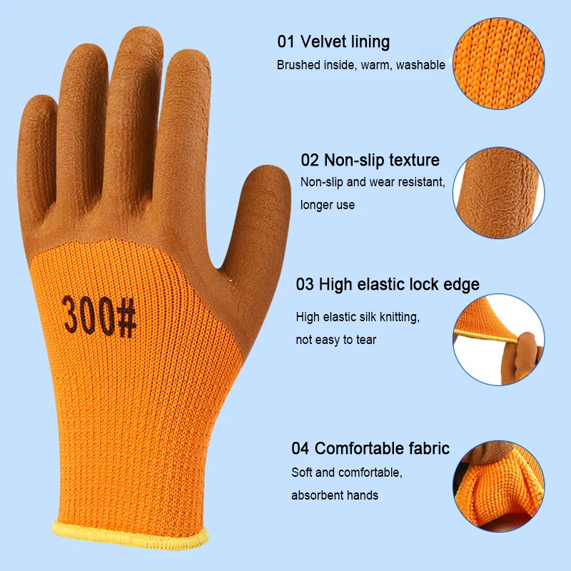 Fleece Gloves with Thick Wool, Wear Resistant, Non-Slip, Plastic Impostated Gloves for Farm and Garden, Keep Warm, Protect Glove 6