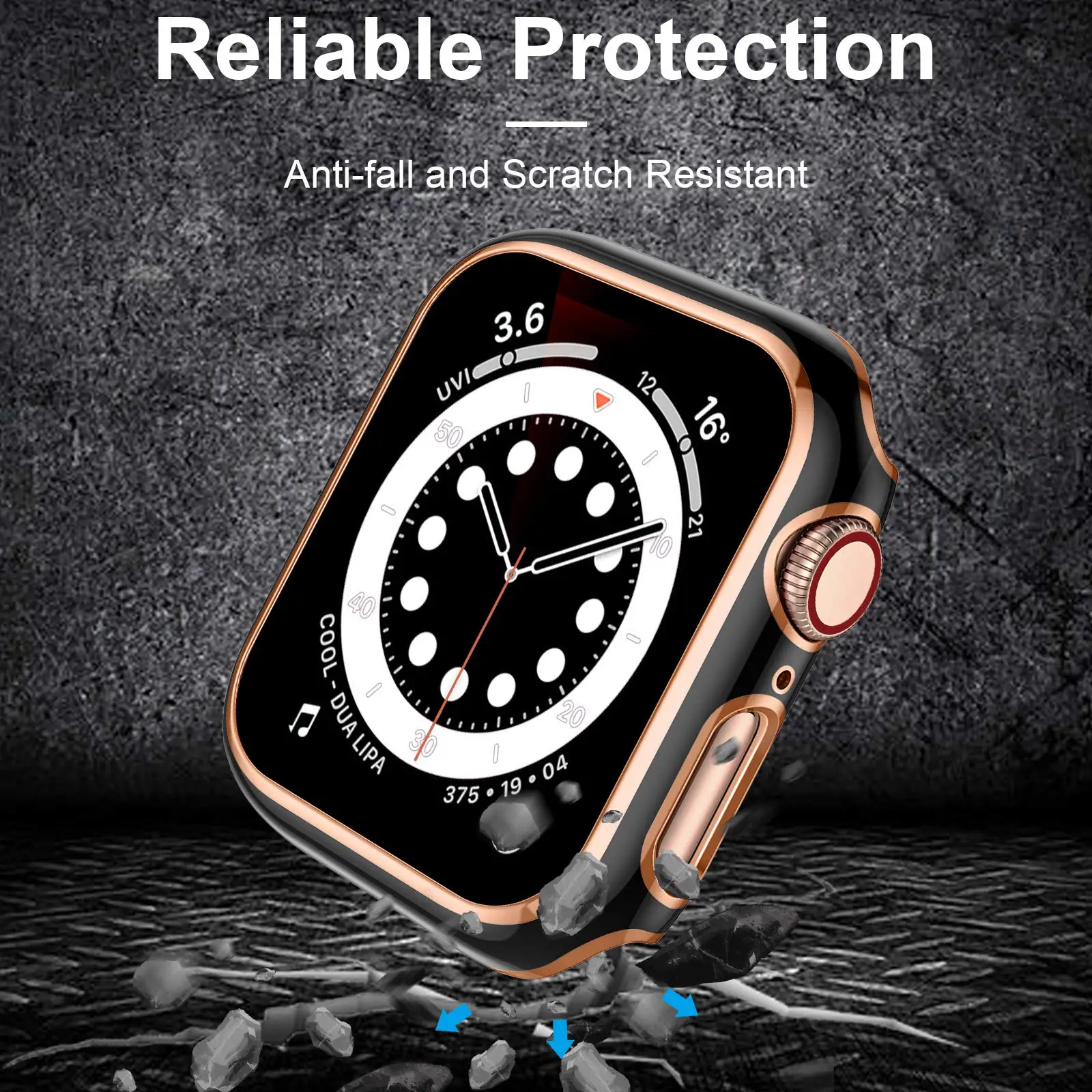 Premium Tempered Glass Screen Protector with PC Bumper Case for Apple Watch - Full Coverage Series 6/5/4/3/2/SE