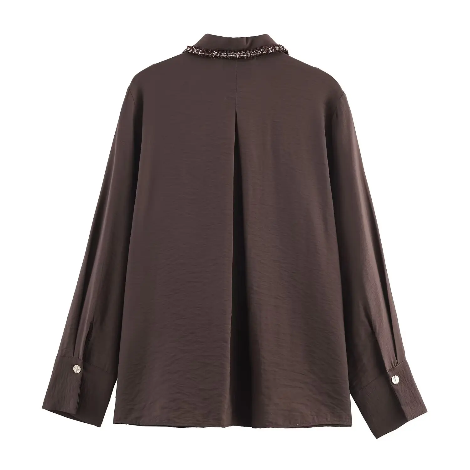 Women Spring Autumn Coffee Shirt Female Blouses Turn Down Collar Single Breasted With Pockets Loose Long Sleeve Casual Shirts