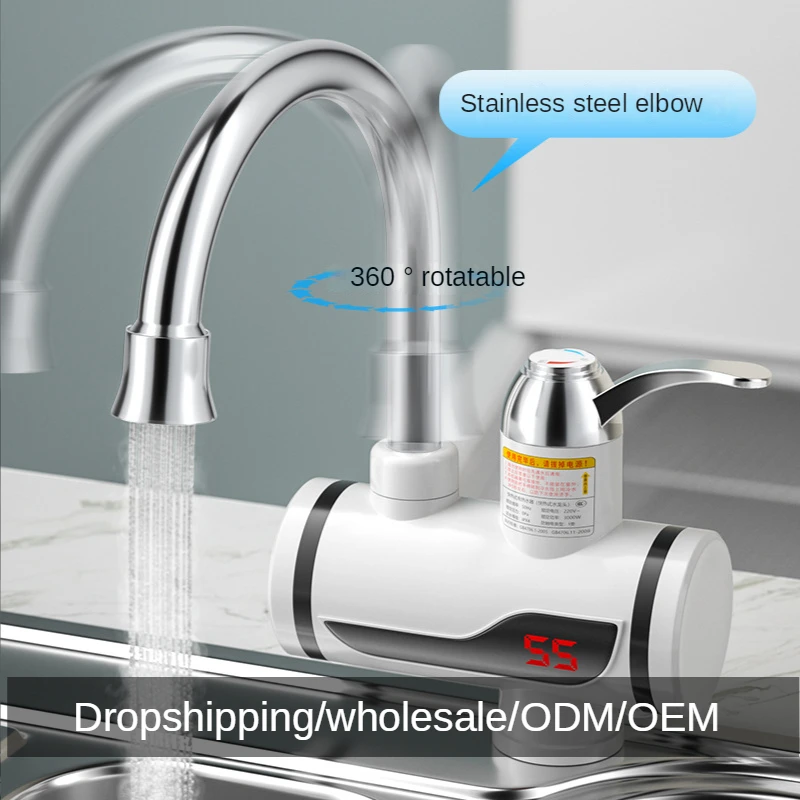 

Kitchen Electric Water Heater Temperature Display 220V Water Heating Kitchen Faucet Tankless Water Heater Hot Water Tap Instant